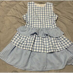 English Factory Blue and White Gingham Mini Dress